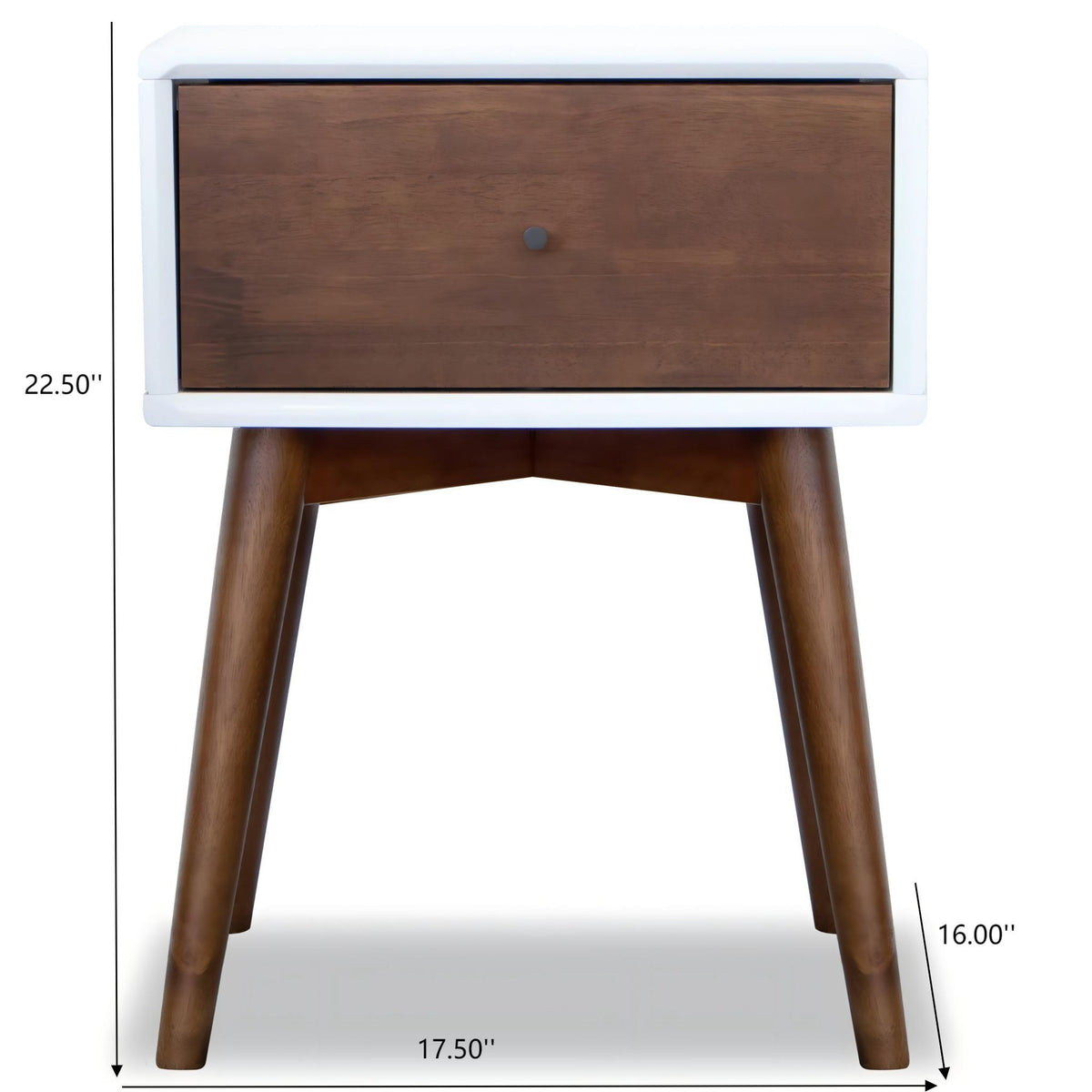 Modern Design Night Stand with Solid Wood Construction - Dark Brown or White