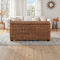 Woven Rattan Storage Trunk with Solid Wood Frame - Natural