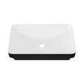 Semi Recessed Bathroom Sink with Vessel Design - Durable Glazed, White / Black