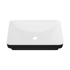 Semi Recessed Bathroom Sink with Vessel Design - Durable Glazed, White / Black