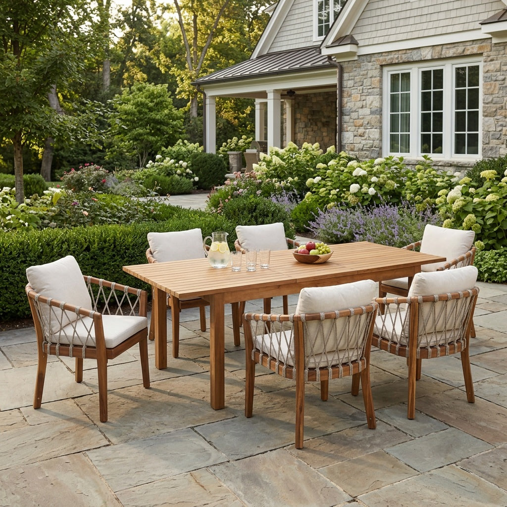 7 Pieces Acacia Wood Outdoor Dining Set