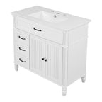 Bathroom Vanity With Sink and Drawers - Freestanding Solid Wood Cabinet