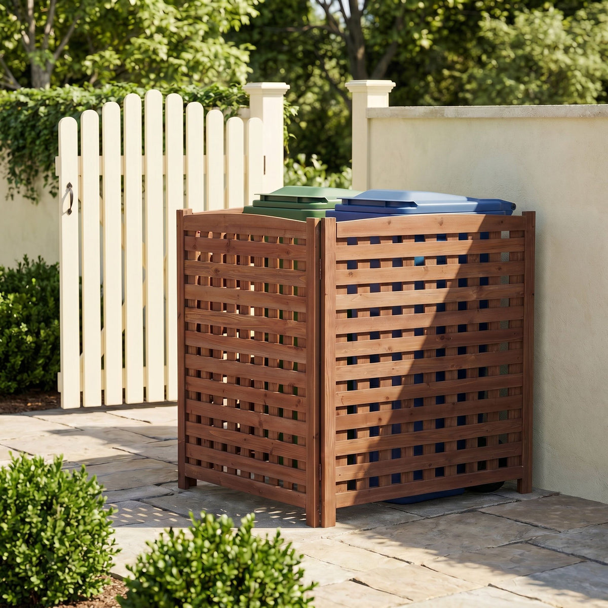 3 Panel Outdoor Air Conditioner Fence Screen with Solid Wood - Light Brown or Dark Gray