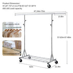 Heavy Duty Rolling Clothes Rack with 600 lbs Capacity - Iron