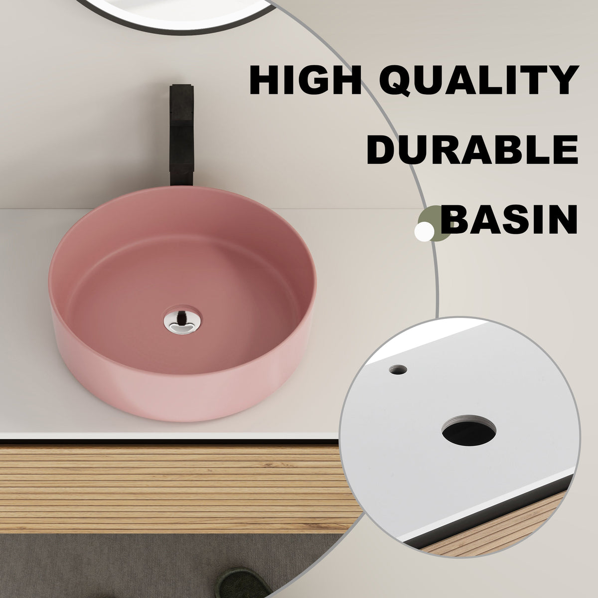 36" Wall-Mounted Bathroom Vanity with Soft-Close Drawer and Ceramic Sink - Light Coffee