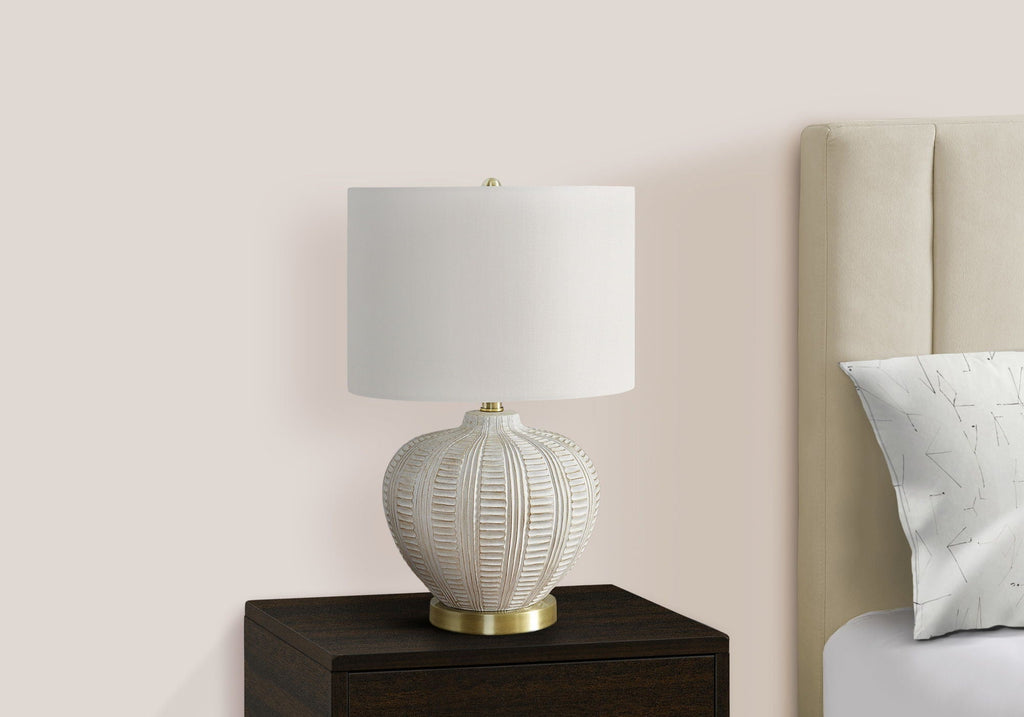 Transitional Lighting Table Lamp with Ivory Linen Shade - Cream