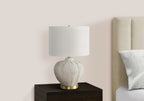 Transitional Lighting Table Lamp with Ivory Linen Shade - Cream