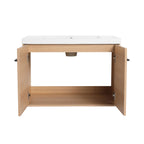 Bathroom Vanity Set with Resin Countertop Sink and 2 Doors - Light Brown Oak