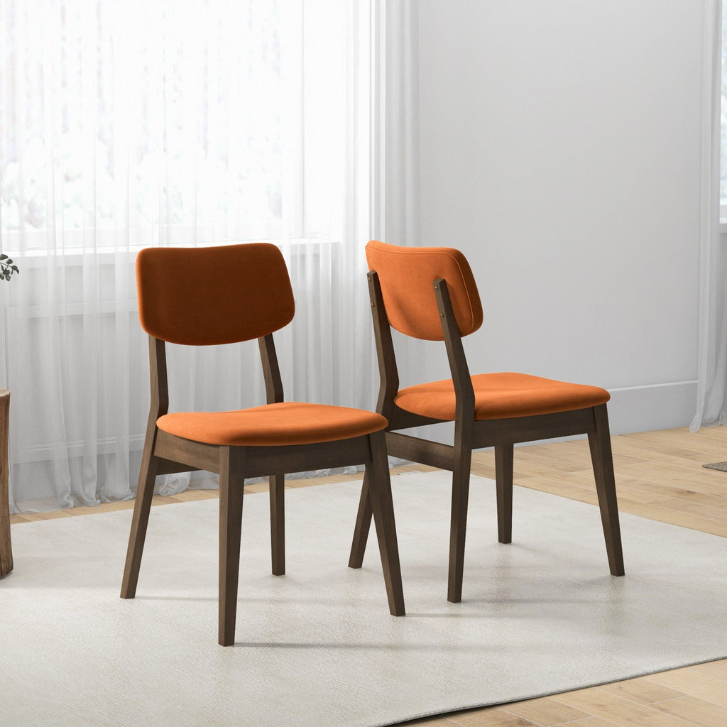 Solid Back Side Chair Set with Mid-Century Modern Design - Multiple Colors