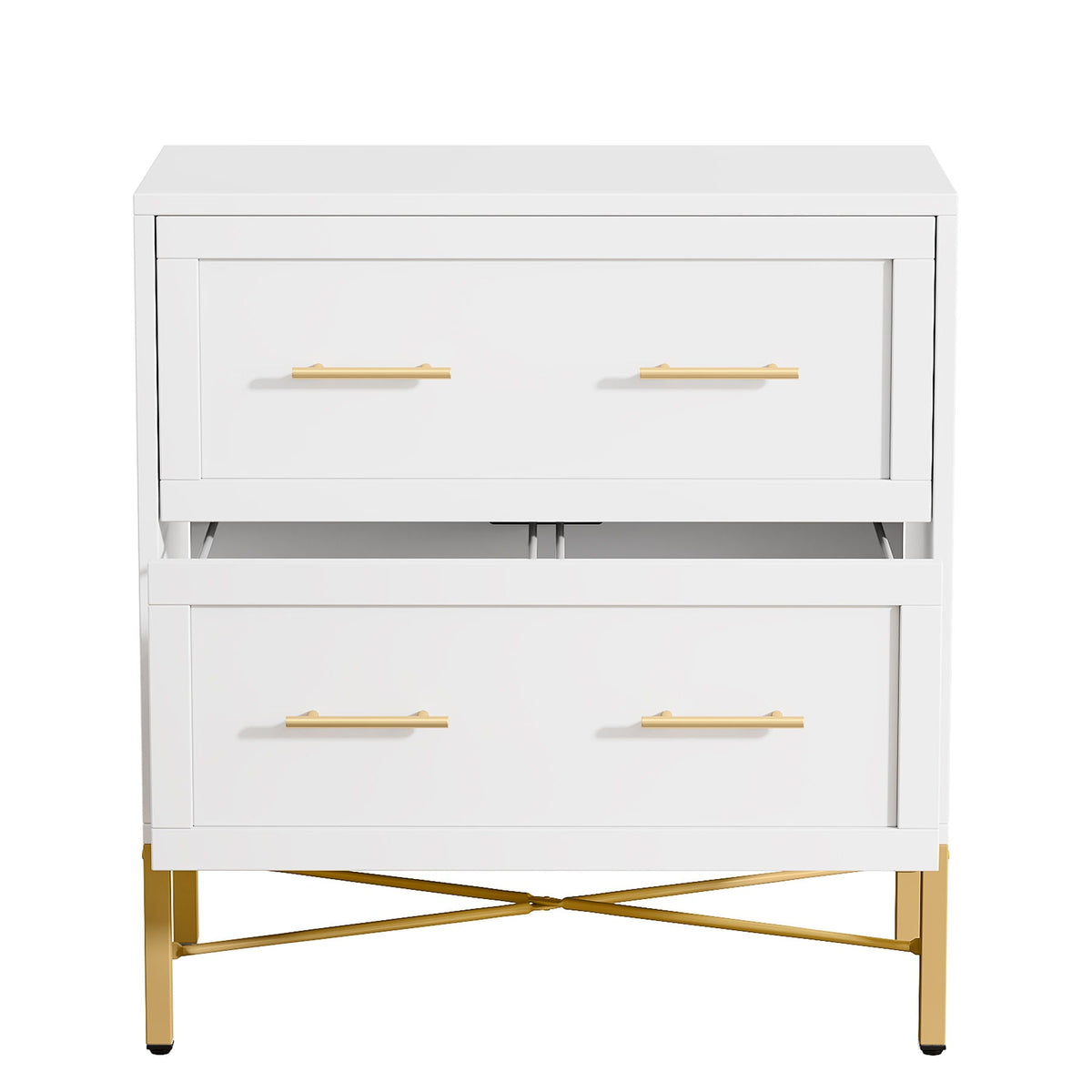 White 2 Drawer Lateral File Cabinet with Anti Tilt Safety