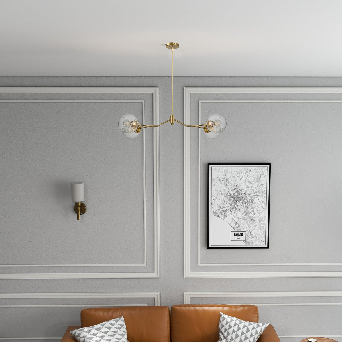 Jewel 4-Light Chandelier Ceiling Hanging Light Fixture with Clear Glass - Gold