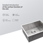 Modern Undermount Stainless Steel Kitchen Sink 16 Gauge, Deep Single Bowl - Gray