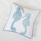 Seahorses Pillow Cover with Matching Back – 20x20 Inch Accent Pillow