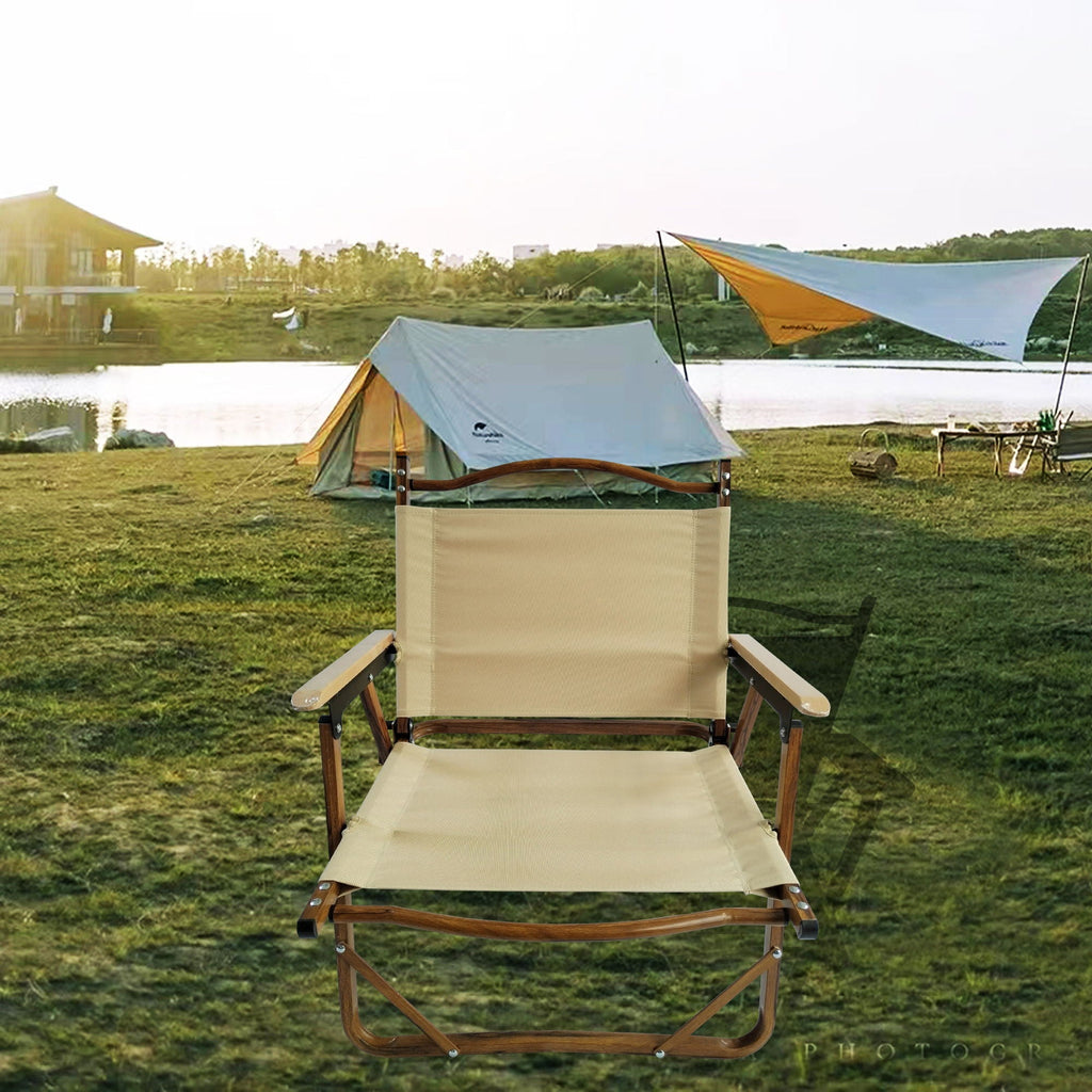 Foldable Portable Chair Set with Armrests - Brown