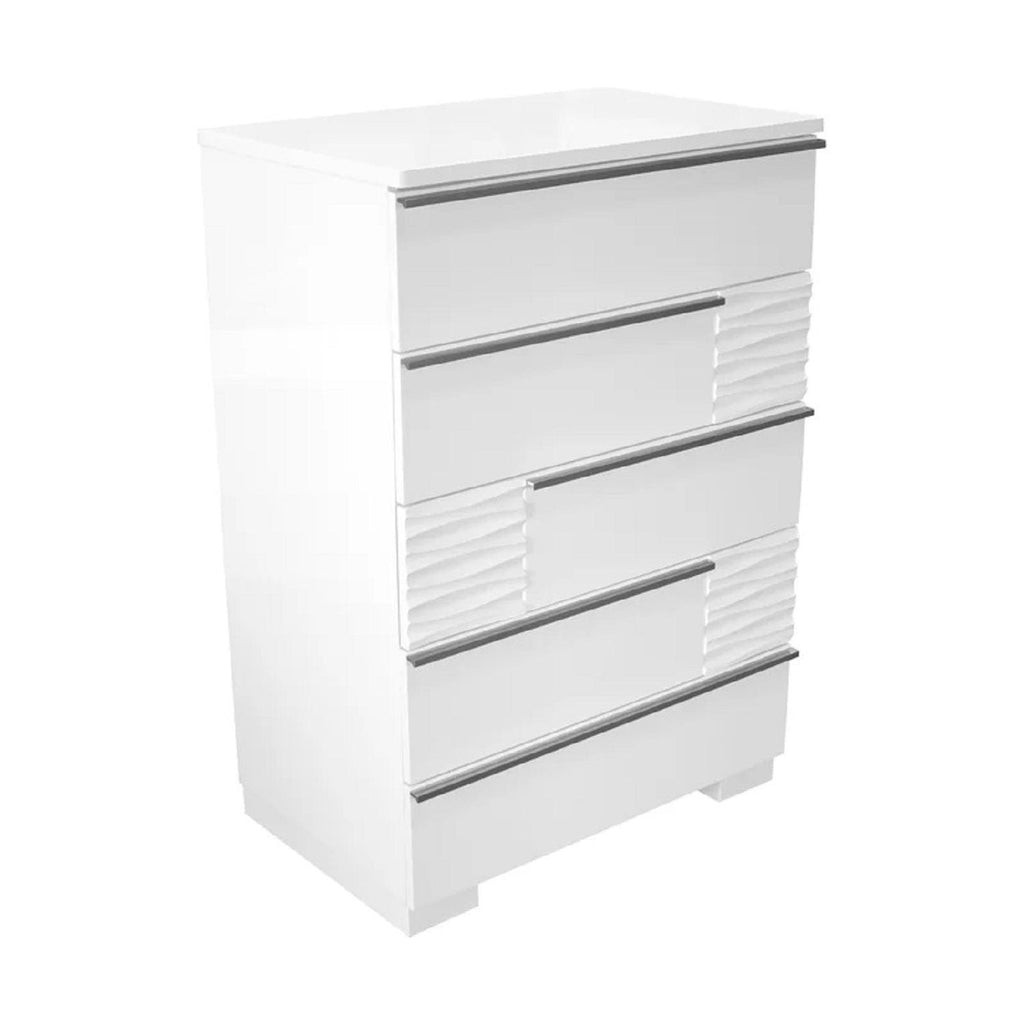 White 5 Drawer Chest with Smooth Gliding Drawers - Bedroom