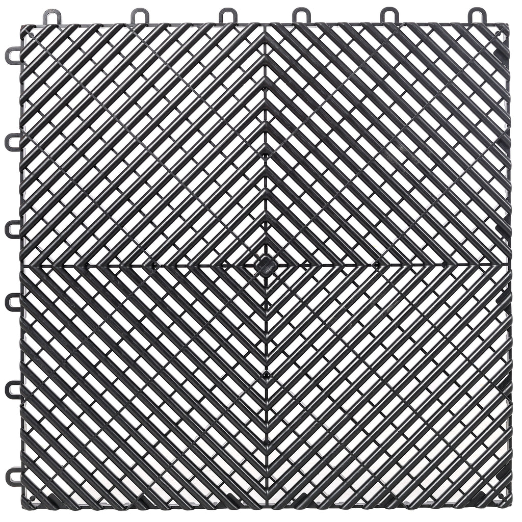 25pcs Plastic Garage Floor Mats with Interlocking Non-Slip Surface - Black or Yellow