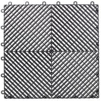 25pcs Plastic Garage Floor Mats with Interlocking Non-Slip Surface - Black or Yellow