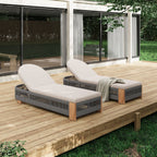 Outdoor Chaise Lounge Chair with Adjustable Backrest and Cushion - Beige