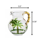 Palm Tree Design Unbreakable Plastic Water Pitcher with Lid and Spout - Clear