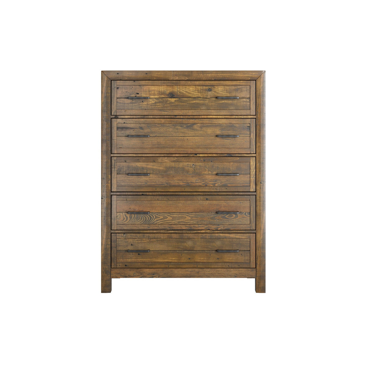 5 Drawer Chest with Solid Wood Construction - Brown