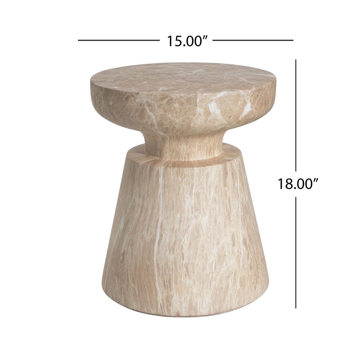 Travertine Outdoor Side Table with Pedestal Base – Gold or White