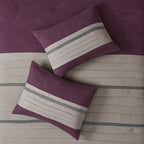 Faux Suede 7 Piece Queen Comforter Set with Embroidered Pillows - Purple