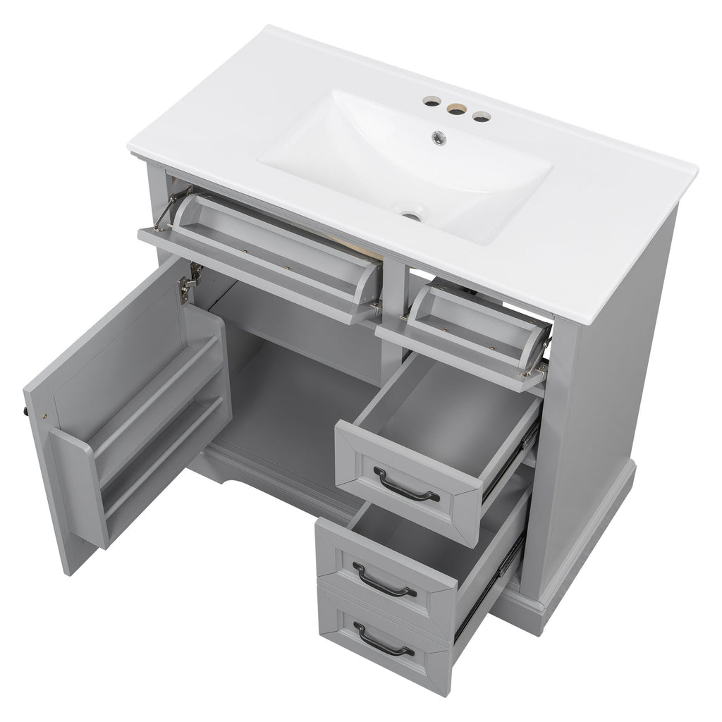36" Bathroom Vanity with Sink and Soft Close Hinges - Dark Gray or White