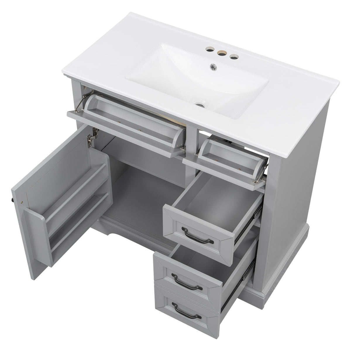 36" Bathroom Vanity with Sink and Soft Close Hinges - Dark Gray or White