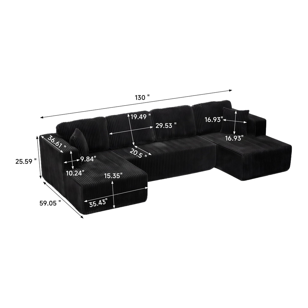 U-Shape Modular Sectional Sofa with Modular Design - Corduroy