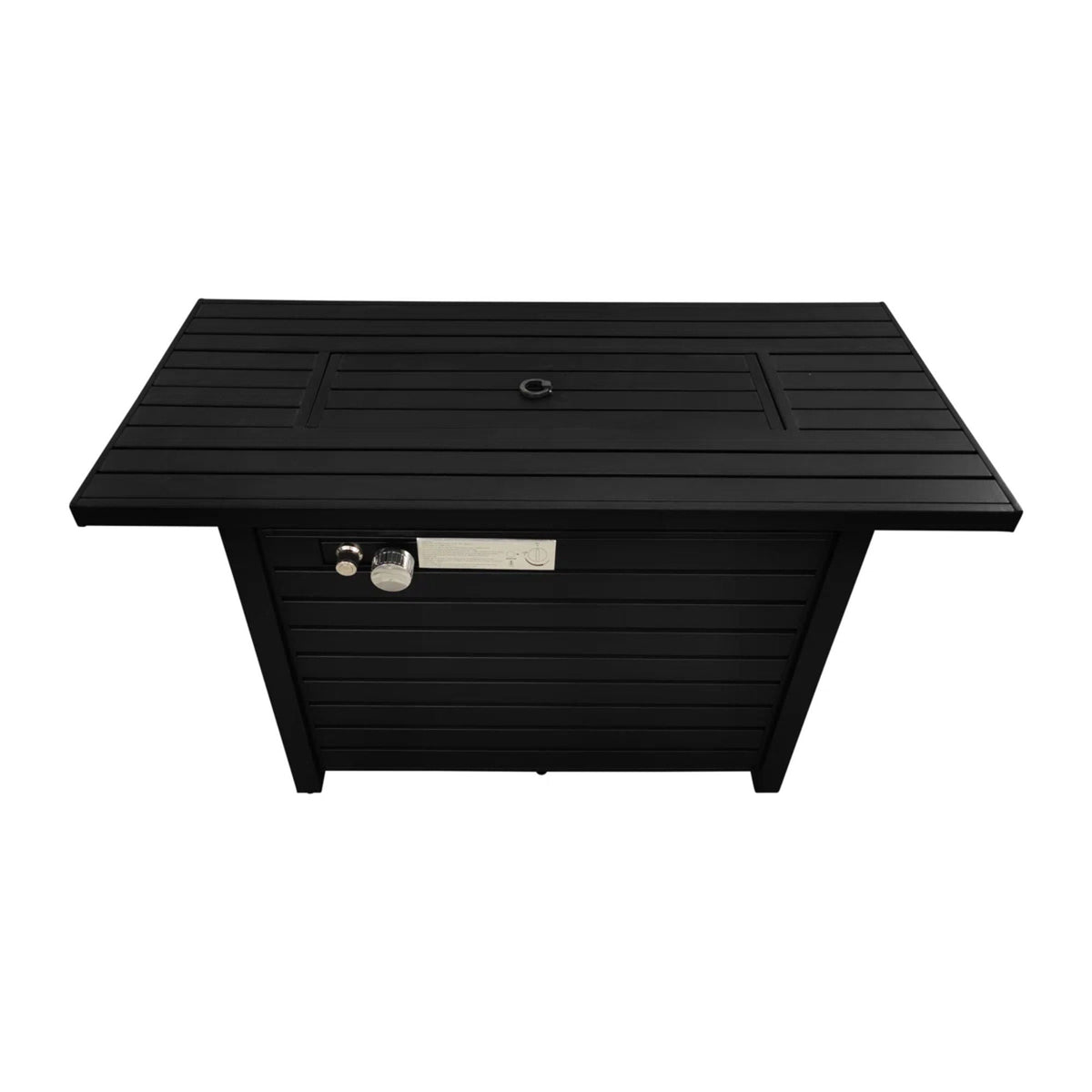 Outdoor Fire Pit Table With Lid and Fuel Versatility - Black or Dark Gray