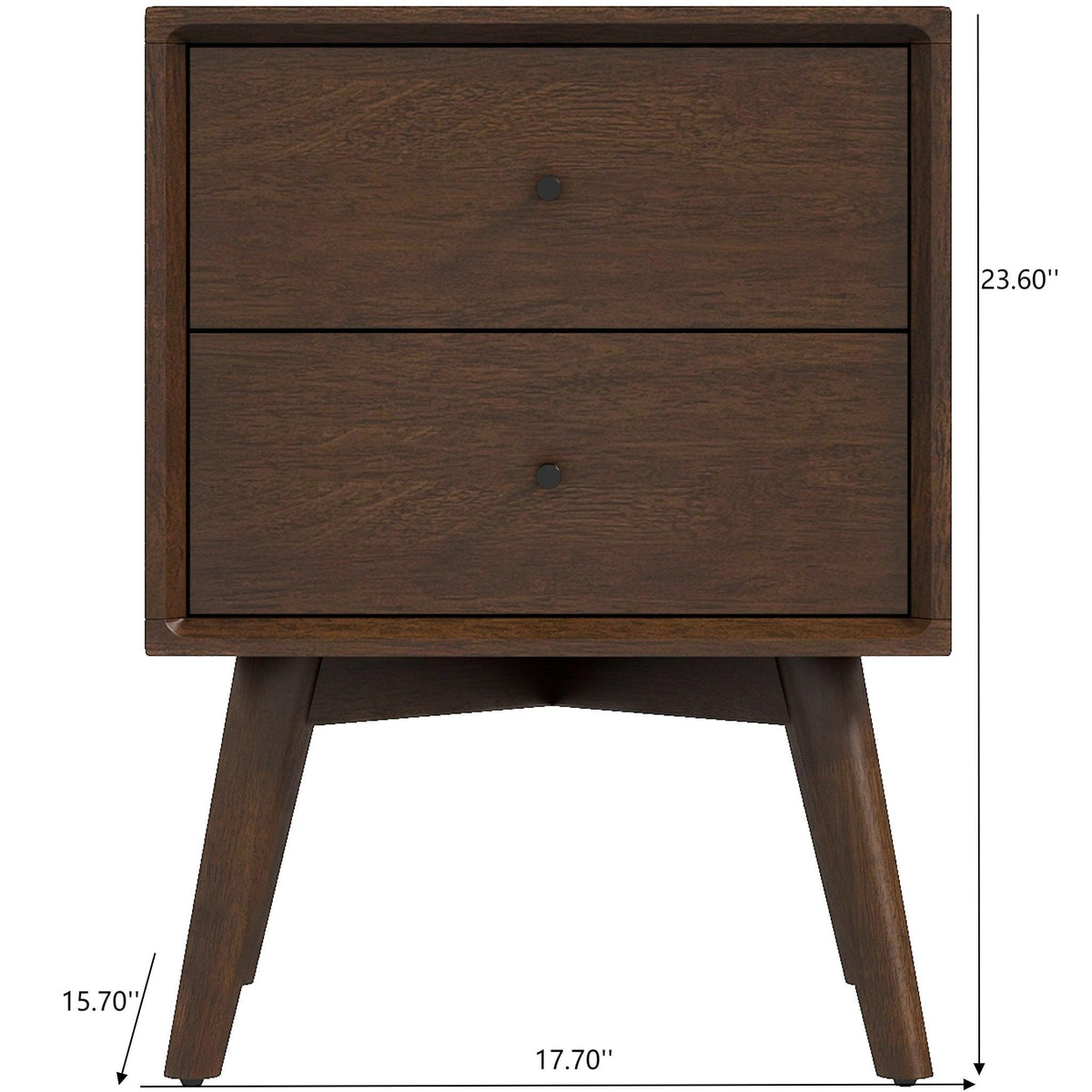 Mid-Century Modern Night Stand with 2 Drawers - Dark Brown or White