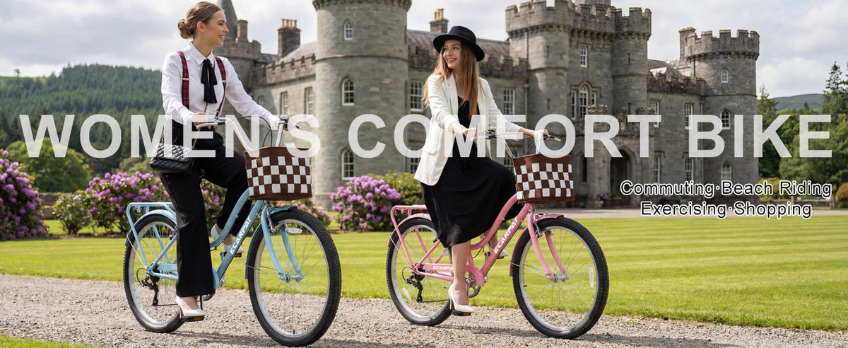 26 Inch 7-Speed City Commuter Bike with Lock & Detachable Basket - Pink