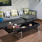 High Gloss Coffee Table with Lift Top and Hidden Storage - Black or White