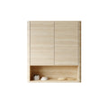 Wall-Mounted Bathroom Cabinet with Soft-Closing Doors and Shelf - Roma Travertine
