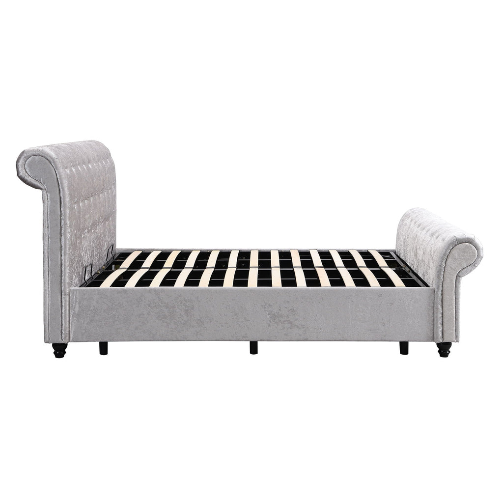 Queen Upholstered Storage Bed with Hydraulic Lift - Beige