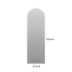LED Full Length Wall Mirror with Symmetrical Arch Design and Dimmable Lighting - Silver