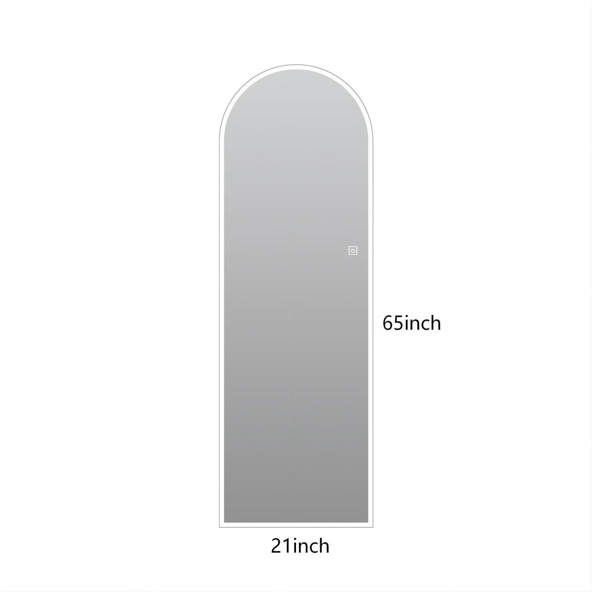 LED Full Length Wall Mirror with Symmetrical Arch Design and Dimmable Lighting - Silver