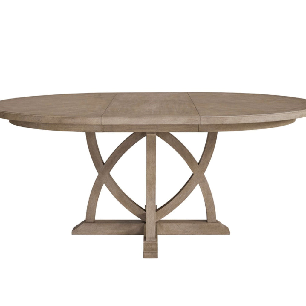 Round Extendable Dining Table with Pedestal Base - Sand