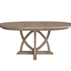 Round Extendable Dining Table with Pedestal Base - Sand