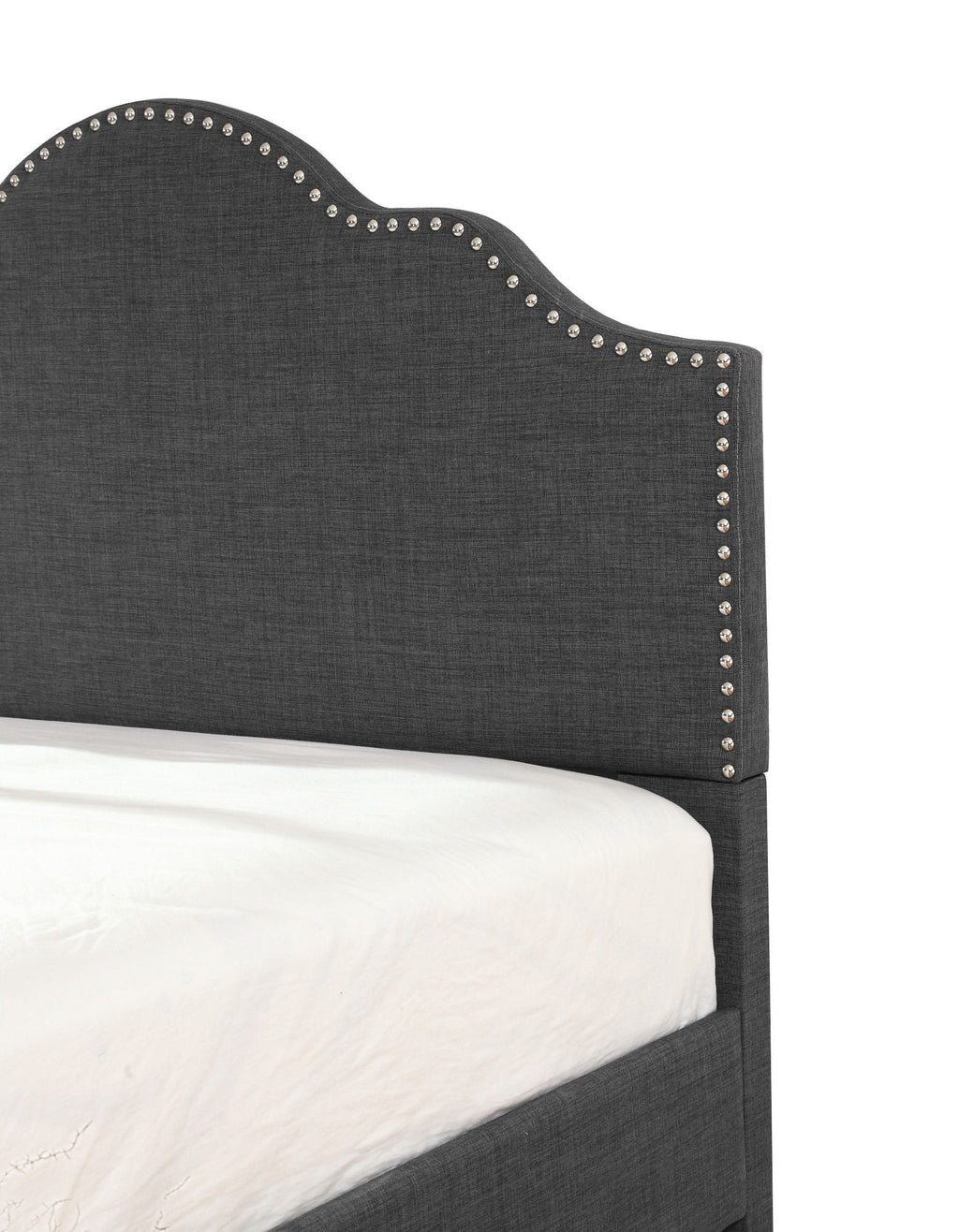 Fabric Upholstered Bed with Padded Headboard – Full or Queen, Gray or Dark Gray