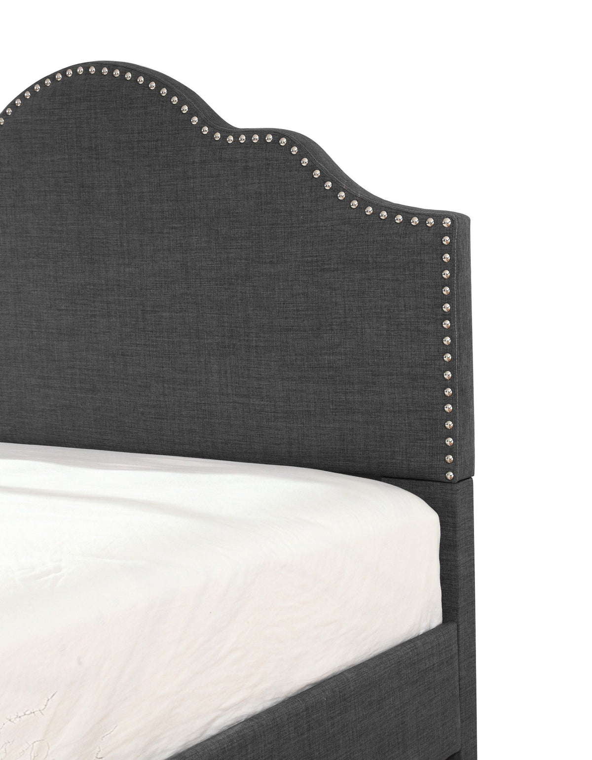 Fabric Upholstered Bed with Padded Headboard – Full or Queen, Gray or Dark Gray
