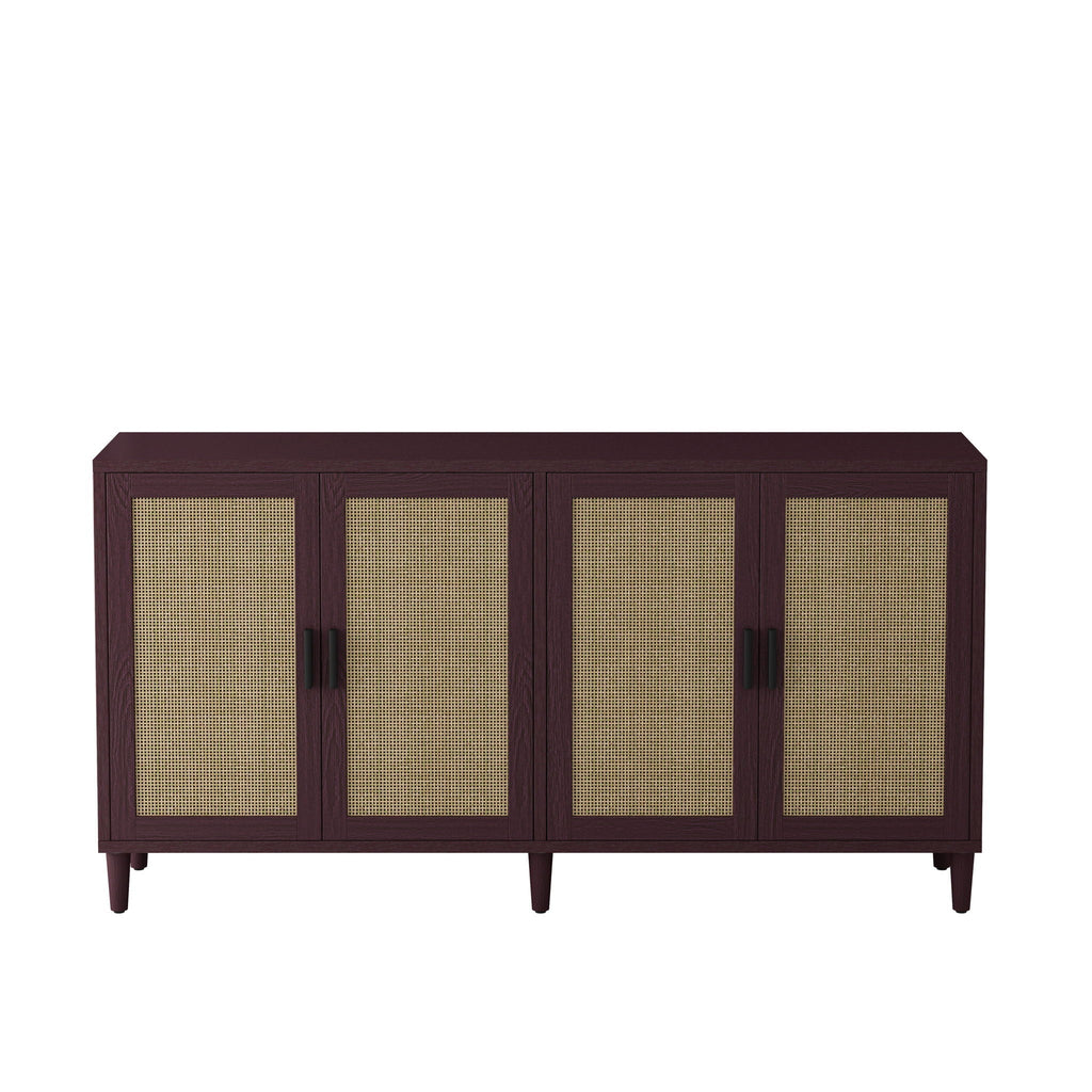 Buffet Cabinet with Adjustable Shelves and Rattan Doors - Light or Dark Brown