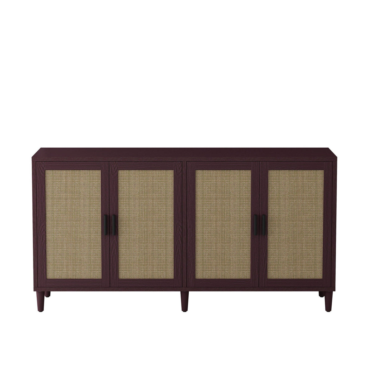 Buffet Cabinet with Adjustable Shelves and Rattan Doors - Light or Dark Brown