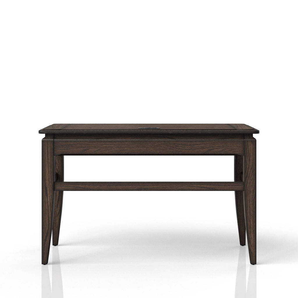 Chocolate Writing Desk with Storage Drawer and Power Access