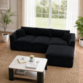 Compressed Modular Sectional Sofa with Ottoman - Black Linen