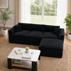 Compressed Modular Sectional Sofa with Ottoman - Black Linen