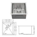 Modern Undermount Stainless Steel Kitchen Sink 16 Gauge, Deep Single Bowl - Gray
