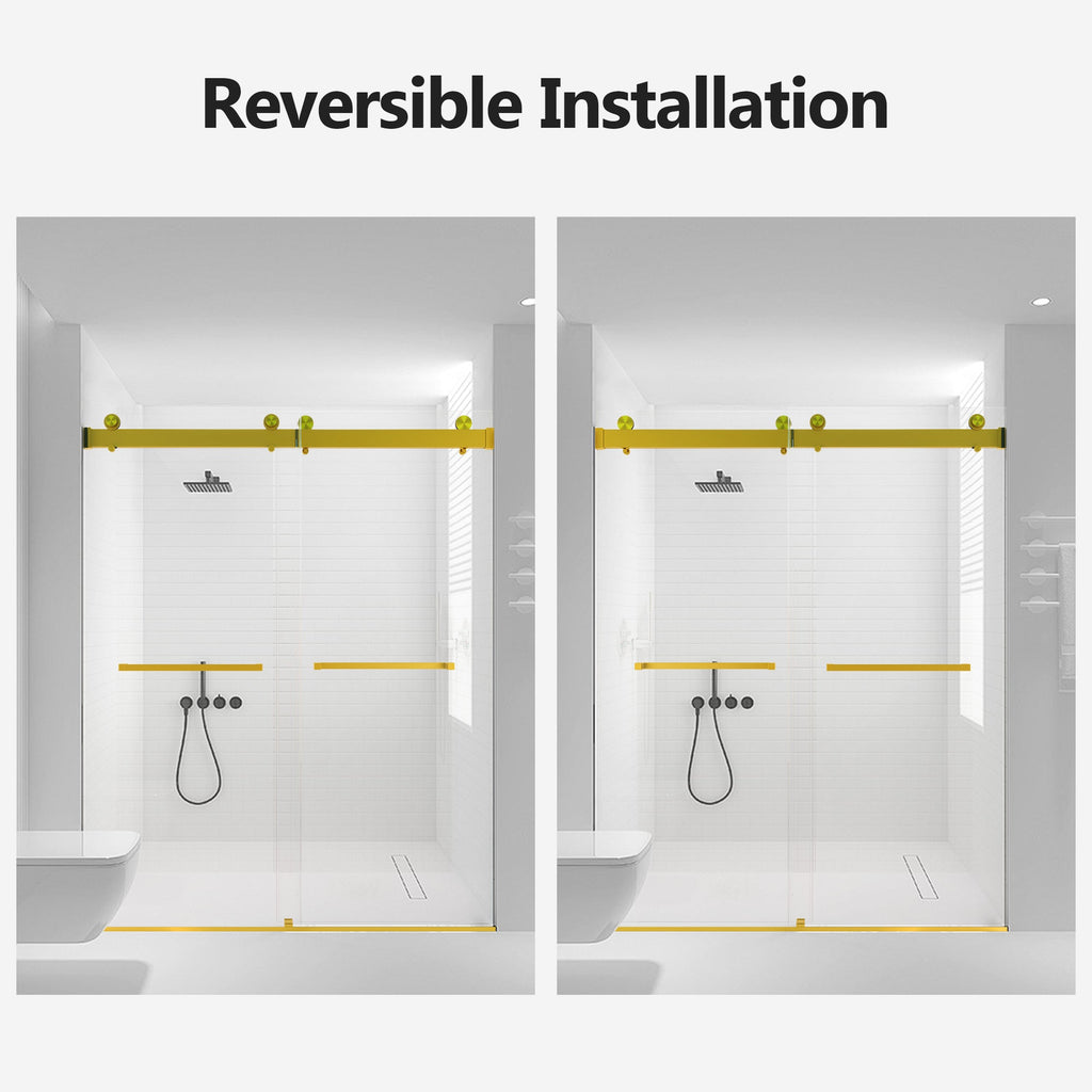 Frameless Double Sliding Soft-Close Shower Door - 56-60" Width x 76" Height