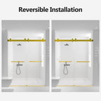 Frameless Double Sliding Soft-Close Shower Door - 56-60" Width x 76" Height