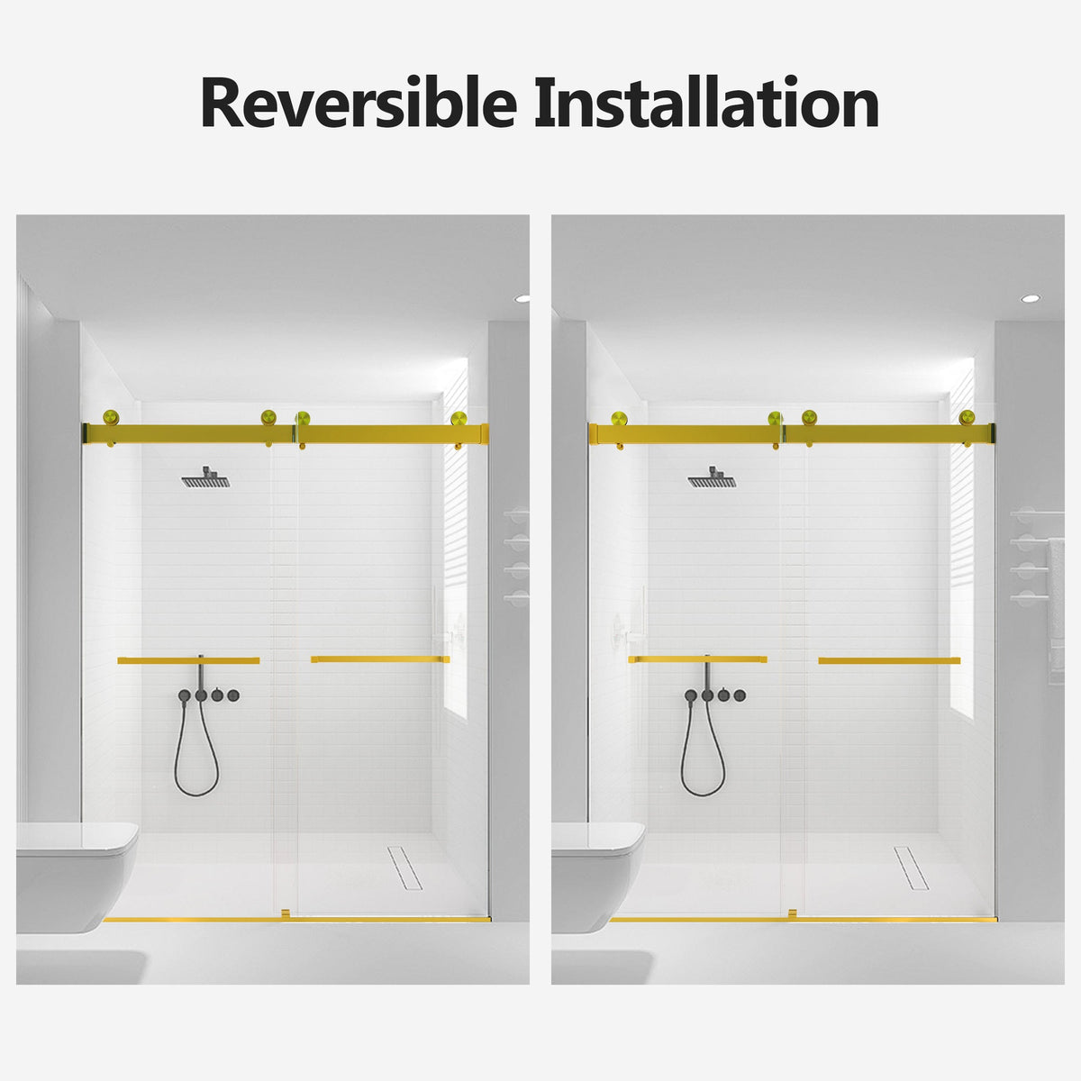 Frameless Double Sliding Soft-Close Shower Door - 56-60" Width x 76" Height